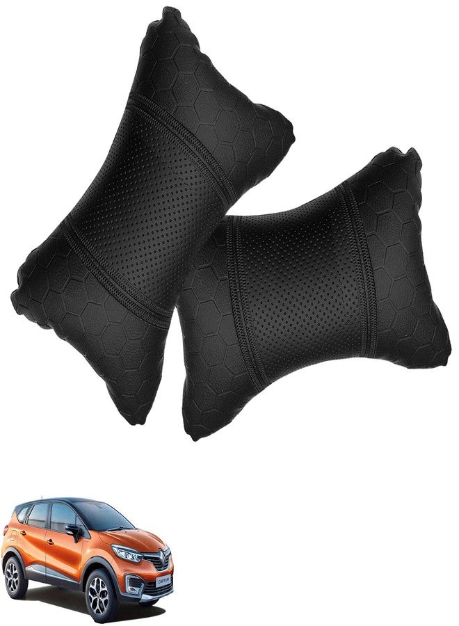 NikrokZ Black Car Seat Neck Rest Cushion Pillow in Football Print(Set of 2) for Captur_PR942 - Image 1
