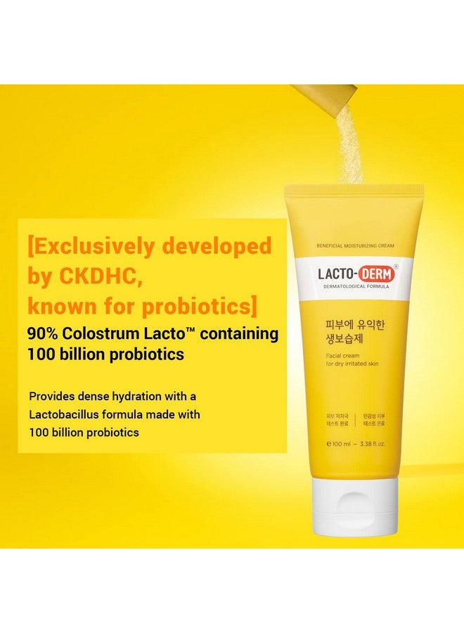 Lactoderm Beneficial Probiotics Hydrating Face Moisturizer Cream Jumbo 3.38 Fl.Oz With Lactobacillus Extracts Ceramide Cholesterol And Phospholipid Reduces Flaky And Roughness