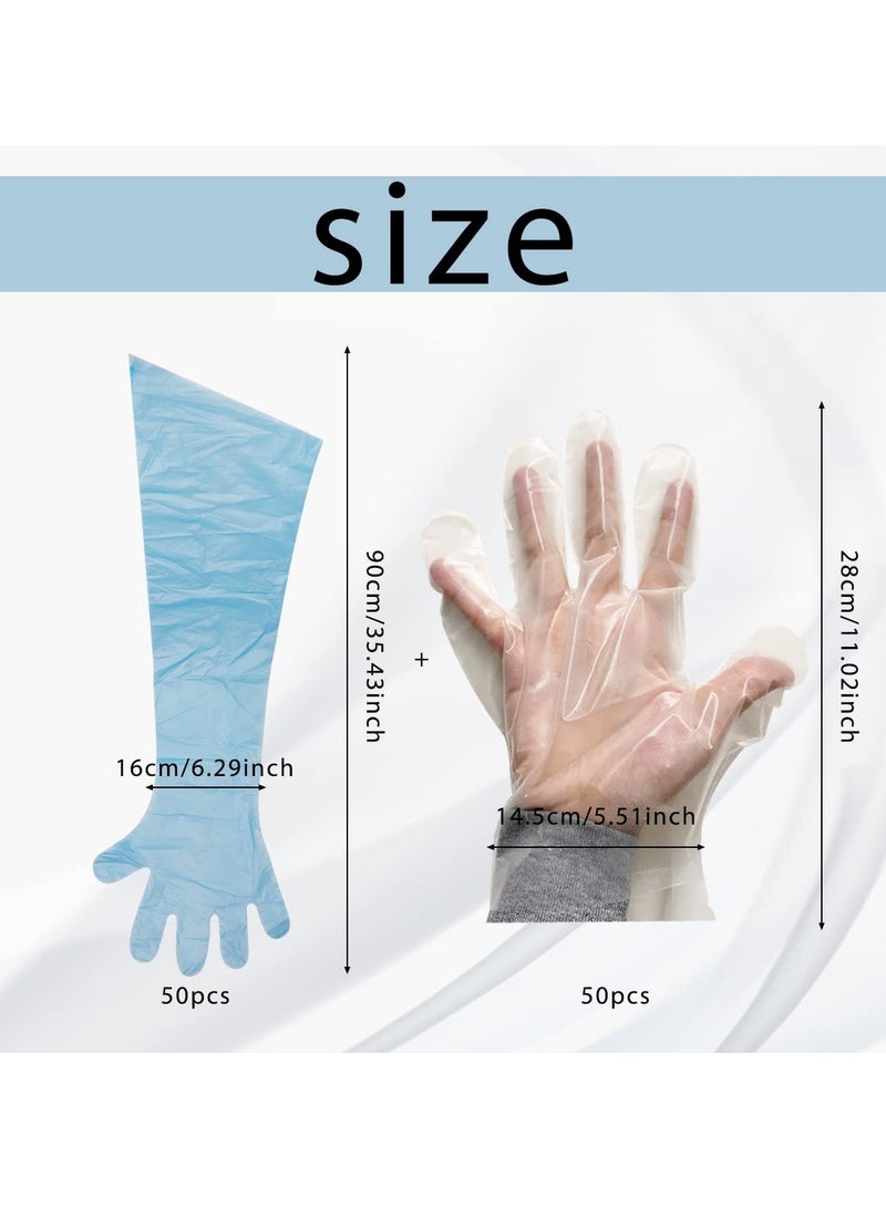 50Pcs Disposable Field Dressing Gloves, 50Pcs Short PVC Gloves, Veterinary Dressing Gutting Long Arm Gloves for Field Dressing Gutting Deer Gardening Painting Full Arm - Image 5