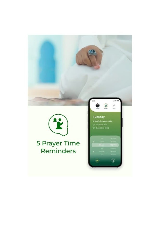 iQIBLA UMEOX iQIBLA Smart Zikr Ring Lite Black 22 MM - Image 3