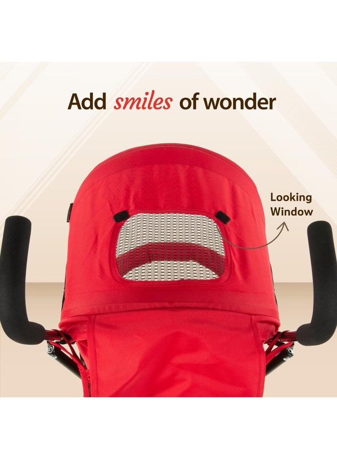 Luvlap Tutti Fruti Baby Stroller/Buggy, Lightweight, Compact & Travel Friendly Baby Pram for 6-36 Months, 5 Point Safety Harness, Adjustable seat Recline, Extendable Canopy, Upto 15Kg (Red) - Image 5