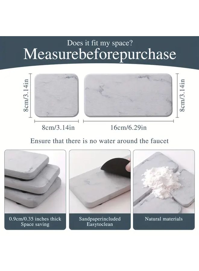 White 4 Piece Absorbent Stone Drying Tray Set For Bathroom Kitchen Countertop - Image 4