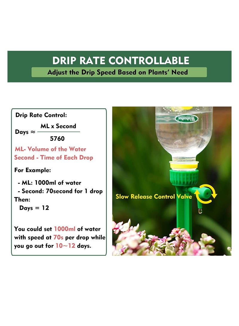 Barakah 4 Pack Plant Watering Devices Plant Drip Irrigation Plant Self Watering Spikes with Anti-tilt Bracket Valve Control Switch Slow Release Drip Irrigation Vacation Plants Watering System - Image 5