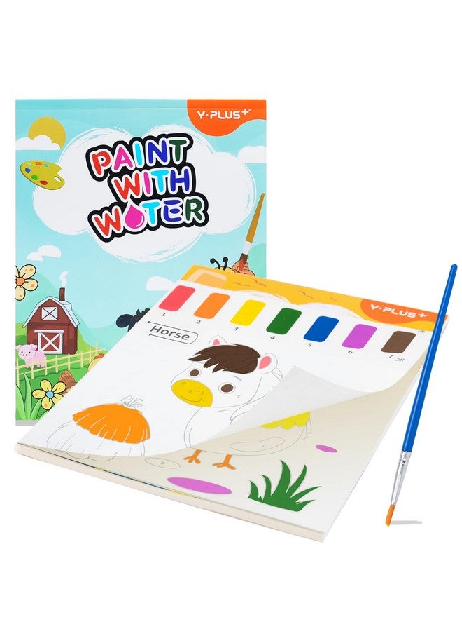 YPLUS Paint with Water Books for Toddlers, Art Craft Toys Watercolor Painting Paper for Kids Gift for Drawing with Brush - Farm - Image 1