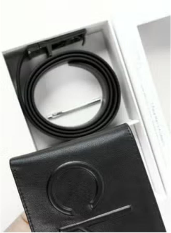 CALVIN KLEIN JEANS PLUS Calvin Klein Set Belt & Wallet for men Leather Black CK  - Image 2