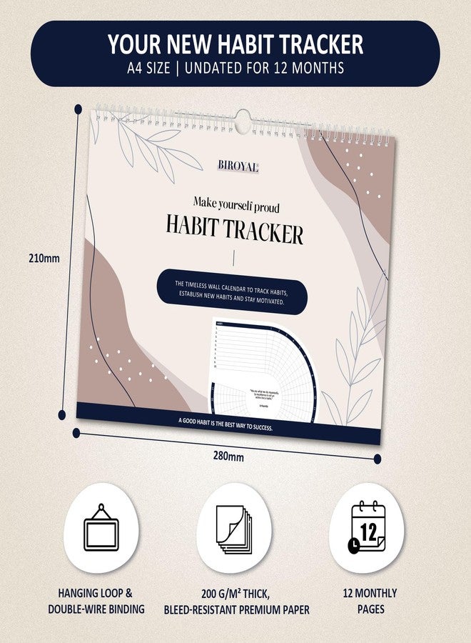 BIROYAL Habit Tracker Calendar 2026 (Undated 12 Months) - Daily Habit Tracker Jounal with Spiral Binding & Hanger - Goal Tracker - Motivational Monthly Habit Calendar - Productivity Tool and Workout Calendar - 8.3" x 11.2" (A4 Size) - Image 3