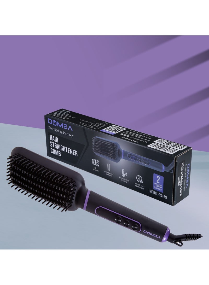 DOMEA Electric Hair Straightener Comb, PTC Heating Element, LED Display, Temperature Control Upto 130- 210°C, 30 Sec Fast Heating, 360° Swivel Cable, For Quick Stylish Hair - Image 2