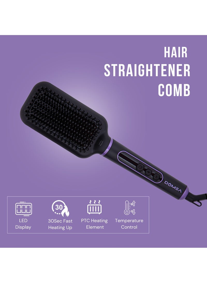 DOMEA Electric Hair Straightener Comb, PTC Heating Element, LED Display, Temperature Control Upto 130- 210°C, 30 Sec Fast Heating, 360° Swivel Cable, For Quick Stylish Hair - Image 3