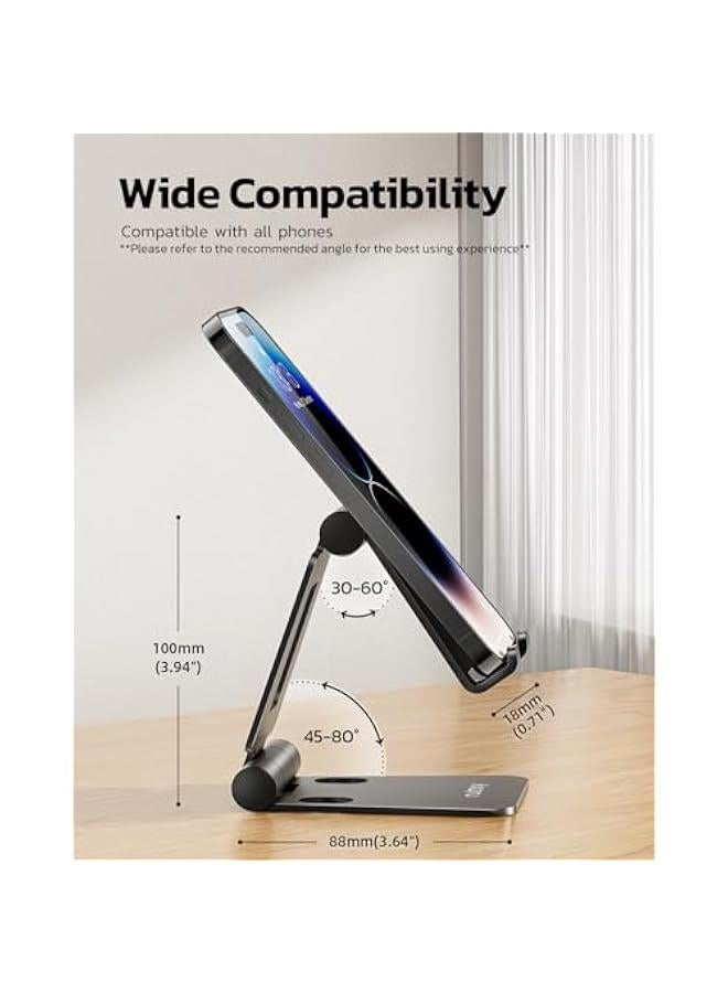 Nulaxy Dual Folding Cell Phone Stand, Fully Adjustable Foldable Desktop Phone Holder Cradle Dock Compatible with Phone 16 15 14 13 12 11 Pro Xs Xs Max Xr X 8, Nintendo Switch, All Phones - Image 4