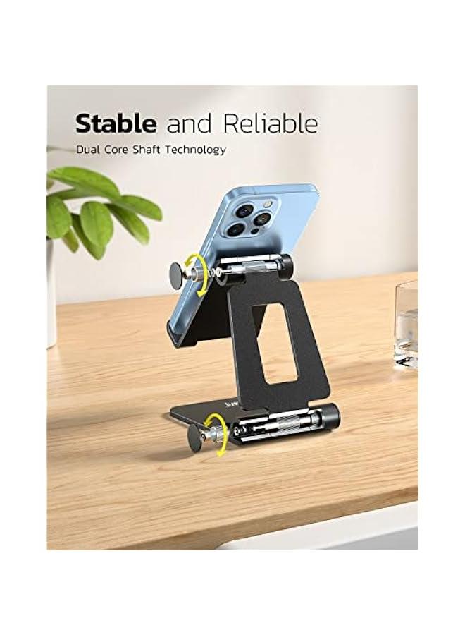 Nulaxy Dual Folding Cell Phone Stand, Fully Adjustable Foldable Desktop Phone Holder Cradle Dock Compatible with Phone 16 15 14 13 12 11 Pro Xs Xs Max Xr X 8, Nintendo Switch, All Phones - Image 5