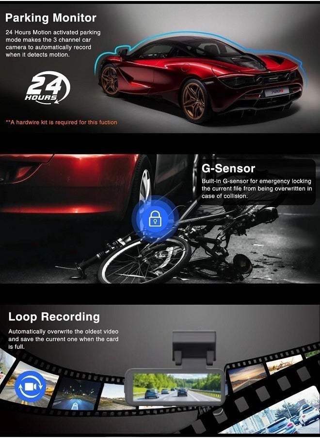 Dash Cam Car 4k Front and 1080P Rear - 2.99 Inch, 128GB Card, Car Dash Camera Built-in GPS WiFi, Night Vision, WDR Video Recorder - Image 5