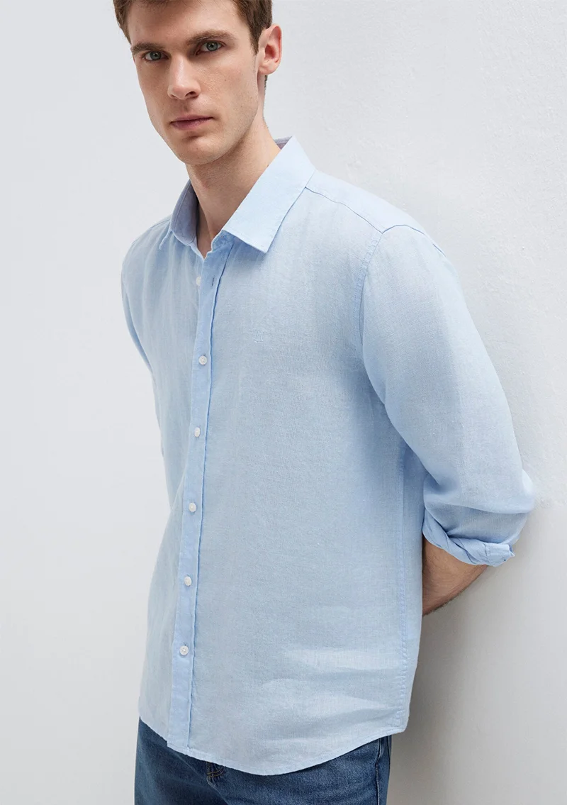 Mavi Linen Mix Blue Shirt