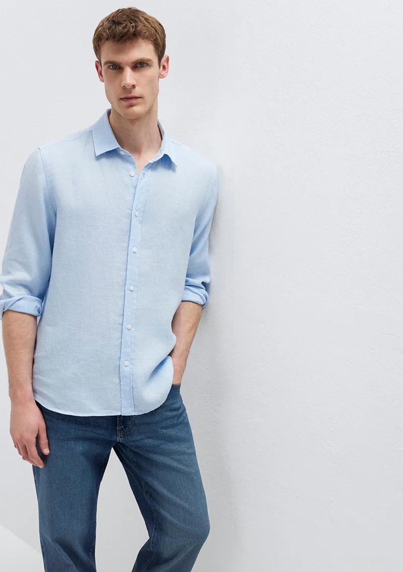 Mavi Linen Mix Blue Shirt