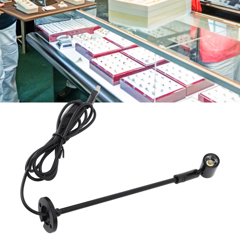 Standing Cabinet Spotlight LED Jewelry Display Spotlight Standing USB Powered Aluminium Mini Spotlight Lamp for Arts Painting Black White Light - Image 4