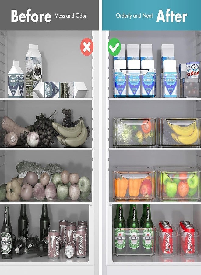 GOTIPRIDE Plastic 7 Pack Fridge Organizer, Stackable Refrigerator Organizer Bins With Lids, Bpa-Free Produce Fruit Storage Containers For Storage Clear For Food, Drinks, Vegetable Storage - Image 5