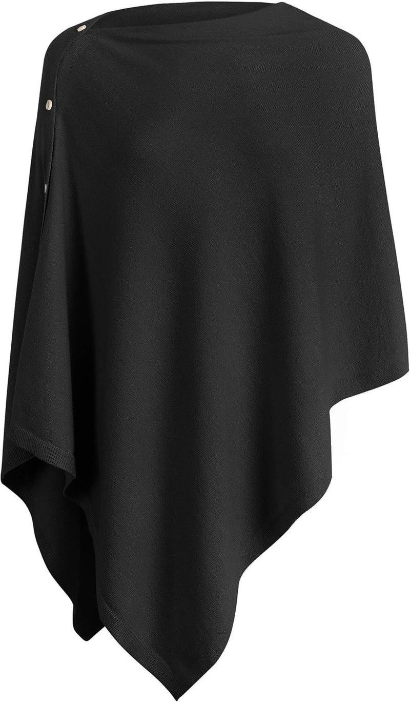 Puli Women's Versatile Knitted Shawls Scarf Poncho Sweater with Buttons Lightweight Spring Summer Fall Wraps - Image 1