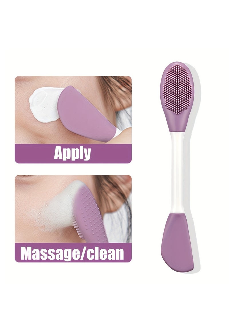 Generic 1pc Silicone Double Head Facial Face Mask Brush - Gentle Exfoliator, Pore Cleaner, and Skin Care Essential, Soft, and Easy to Clean - Image 1