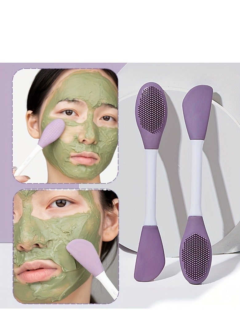 Generic 1pc Silicone Double Head Facial Face Mask Brush - Gentle Exfoliator, Pore Cleaner, and Skin Care Essential, Soft, and Easy to Clean - Image 2