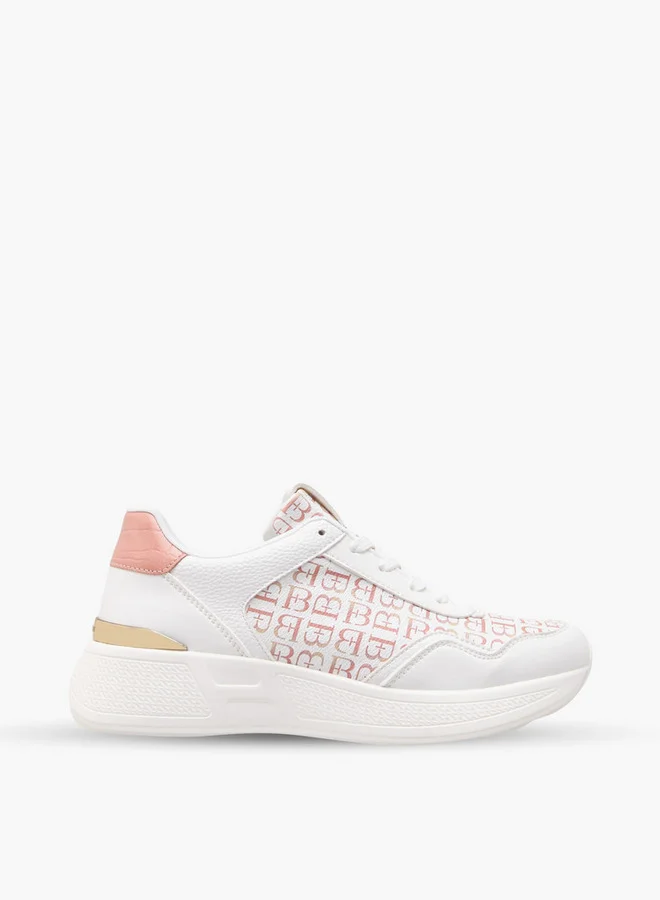 Flora Bella By Shoexpress Women's Monogram Print Lace-Up Sneakers