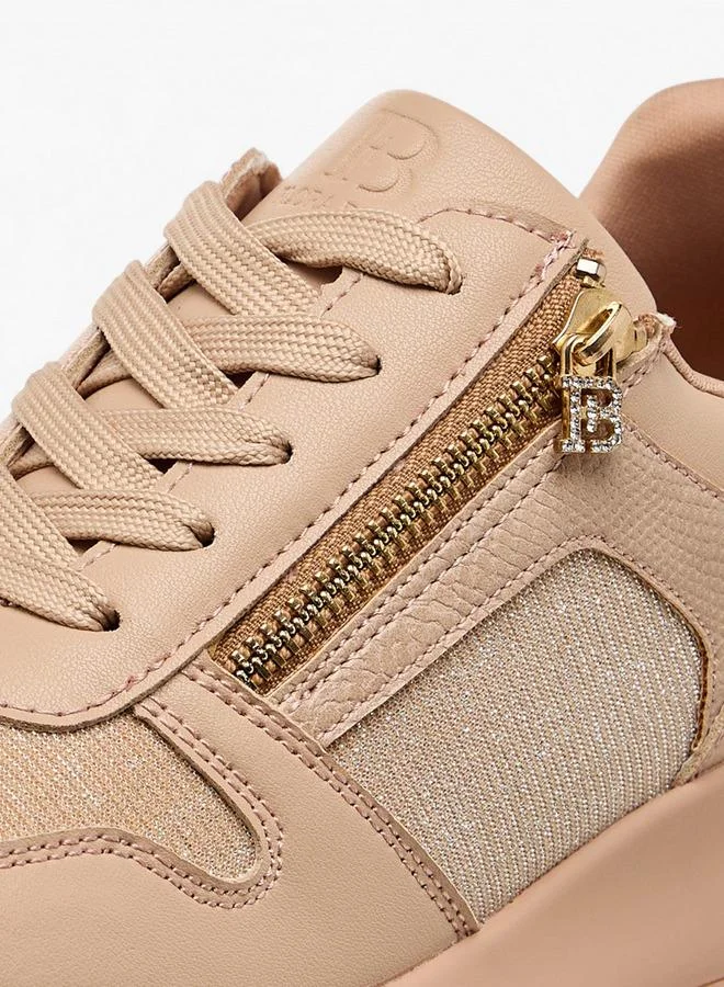 Flora Bella By Shoexpress PINK Glitter Panelled Sneakers With Lace-Up Closure for Women | Best Price UAE