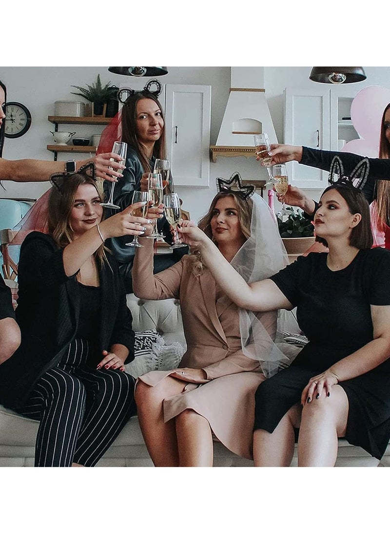 NIBEMINENT Headbands, Sweet Cat Ears Headband, Rabbit Hairbands, Thin Metal Bands with Cloth Wrapped Rubber, Crown Tiara Headpiece for Masquerade Party Birthday Headwear Cosplay (4Pcs) - Image 4