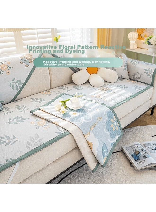 Avivi Ice Silk Sofa Cushion Cover, Summer Cooling Mat, Sofa Slipcover, Backrest And Armrest Towel, 70*70 Bear Garden Patter - Image 4