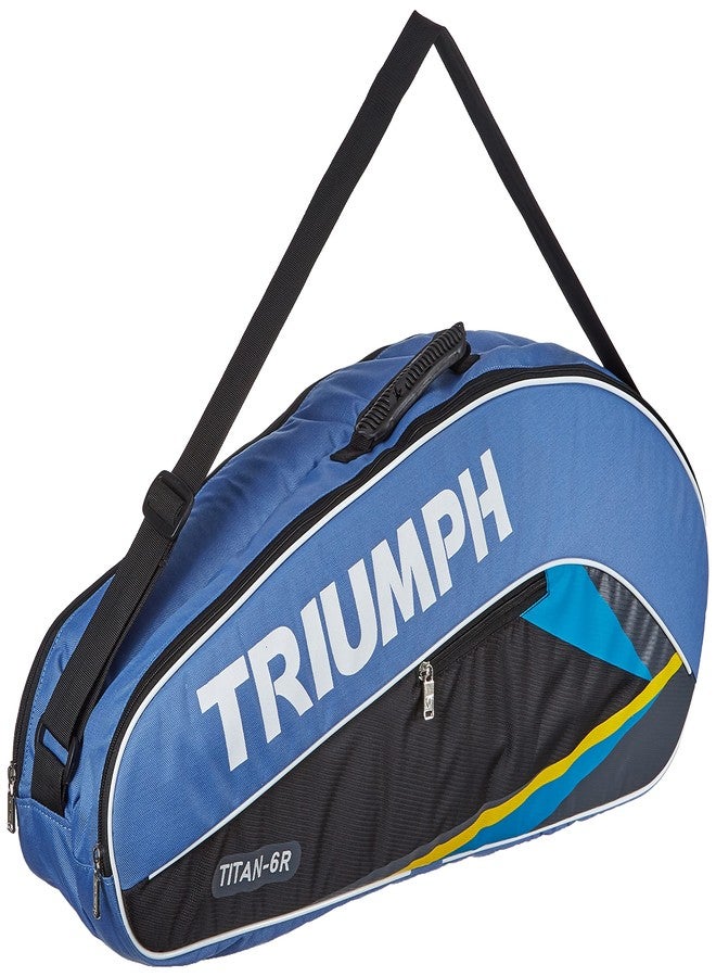 Triumph Turbo Graphite Composite Light Weight Strung Badminton Racket with Titan-6R Double Compartment Badminton Bag Sky/Black - Image 3