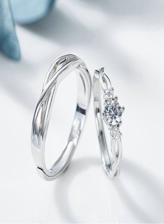 ANAZOZ His Hers Couples Rings Set S925 Sterling Silver Zirconia Engagement Ring Set Mens Matching Band - Image 4