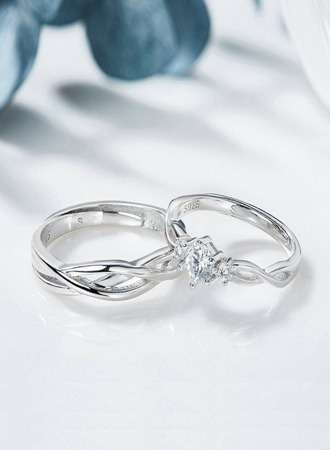 ANAZOZ His Hers Couples Rings Set S925 Sterling Silver Zirconia Engagement Ring Set Mens Matching Band - Image 5