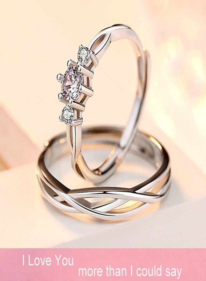 ANAZOZ His Hers Couples Rings Set S925 Sterling Silver Zirconia Engagement Ring Set Mens Matching Band - Image 3