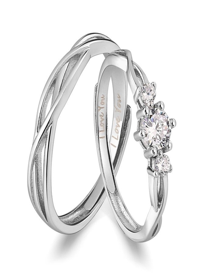 ANAZOZ His Hers Couples Rings Set S925 Sterling Silver Zirconia Engagement Ring Set Mens Matching Band - Image 1