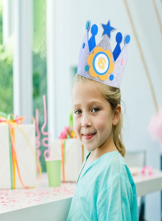 HexinYigjly Children's birthday crowns, changeable numbers 0-9, 3D stickers, fabric crown gifts for boys and girls, party decorations (blue) - Image 5