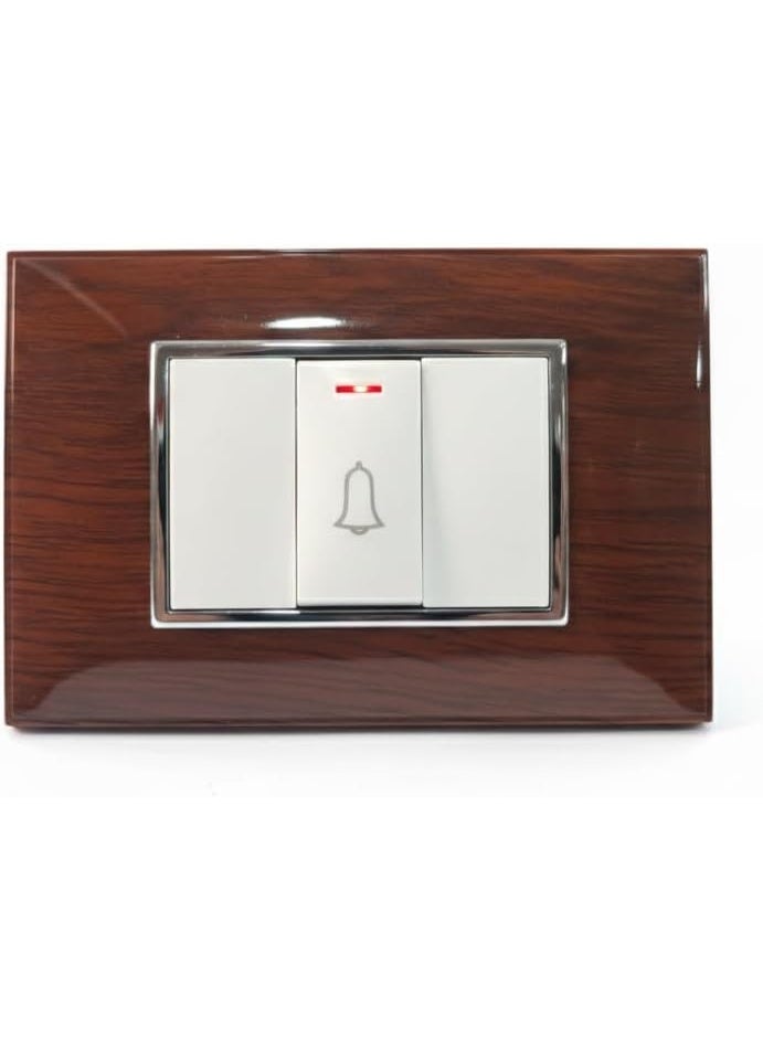 فينوس، زر جرس كهربائي مع إطار خشبي لامع، ٢٢٠ فولت