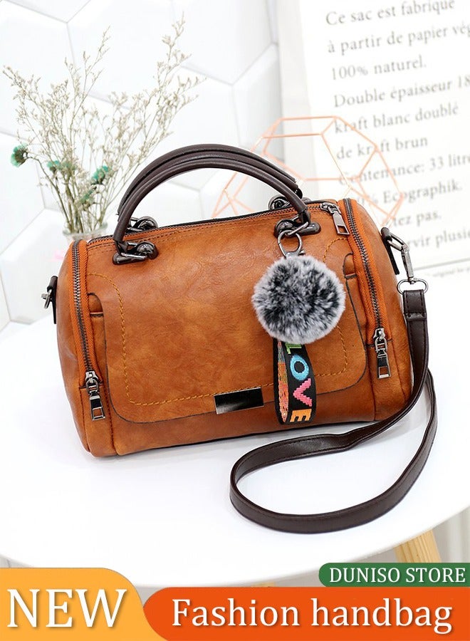 Loquat Crossbody Bags for Women Brown PU Leather Shoulder Bag, Large capacity Cellphone Bags Wallet Purse and Handbags Card Holder for Women - Image 1