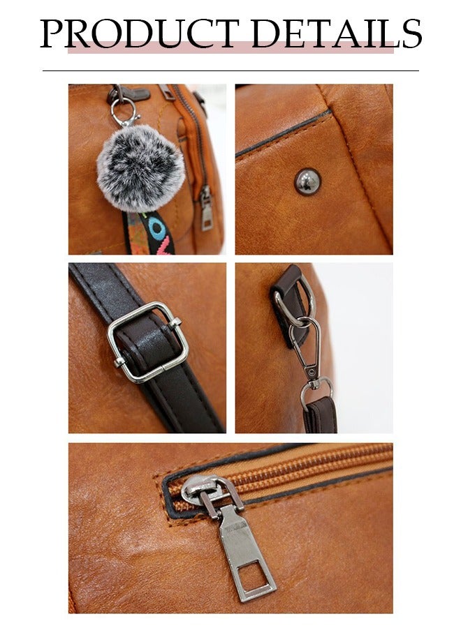Loquat Crossbody Bags for Women Brown PU Leather Shoulder Bag, Large capacity Cellphone Bags Wallet Purse and Handbags Card Holder for Women - Image 5