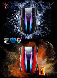 أداتا محرك الأقراص الصلبة المحمول ADATA HD770G RGB DURABLE 1TB HDD خارجي للألعاب مقاوم للماء والغبار | أحمر  - Image 3
