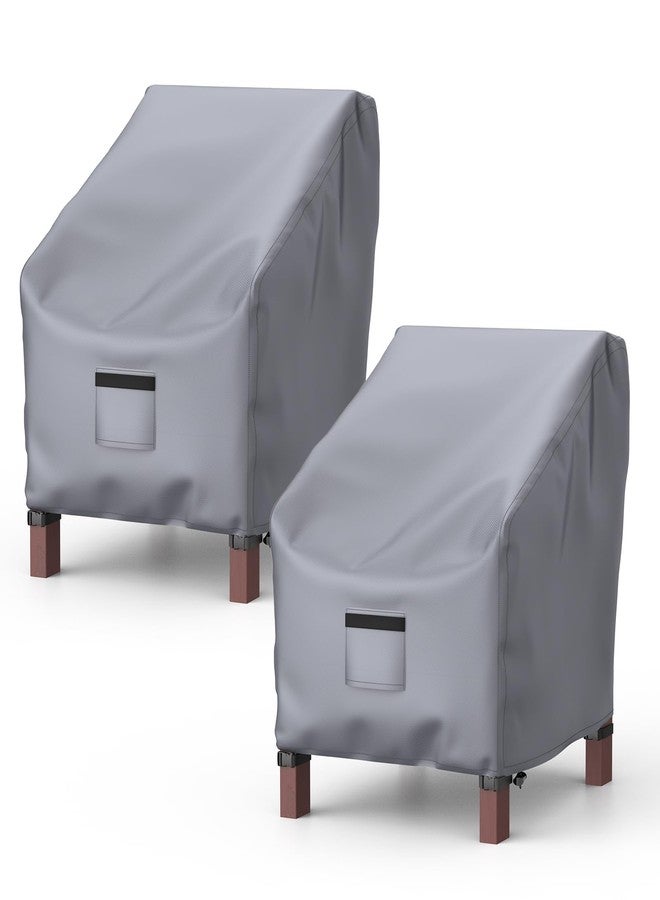 BROSYDA Patio Chair Covers for Outdoor Furniture Waterproof 2 Pack, Lawn Chair Covers 600D Heavy Duty Oxford Cloth, Large Covers for Lounge Lawn Deep Seat 38" W x 31" D x 29" H-Gray - Image 1