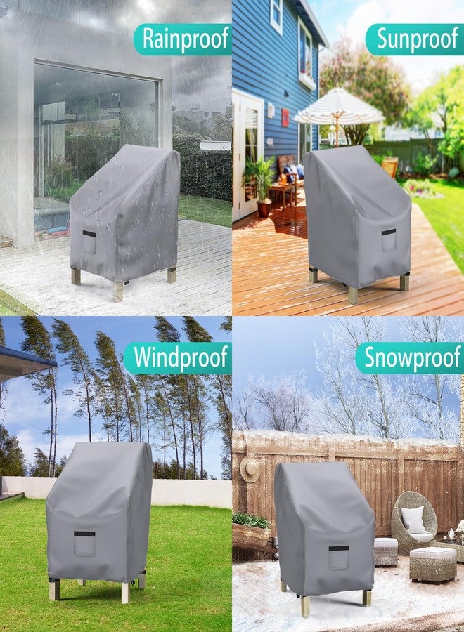 BROSYDA Patio Chair Covers for Outdoor Furniture Waterproof 2 Pack, Lawn Chair Covers 600D Heavy Duty Oxford Cloth, Large Covers for Lounge Lawn Deep Seat 38" W x 31" D x 29" H-Gray - Image 3
