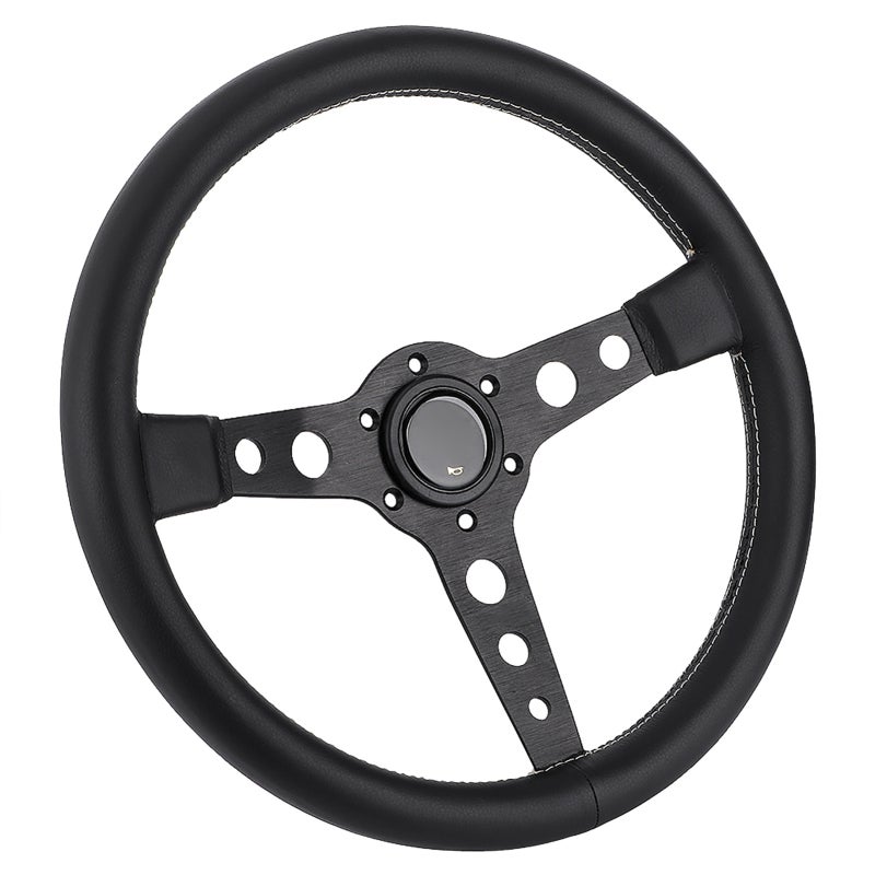 Steering Wheel Replacement 350mm 14in Diameter Leather Racing Steering Wheel - Lightweight Aluminum Spokes for Most Car Models - Image 3