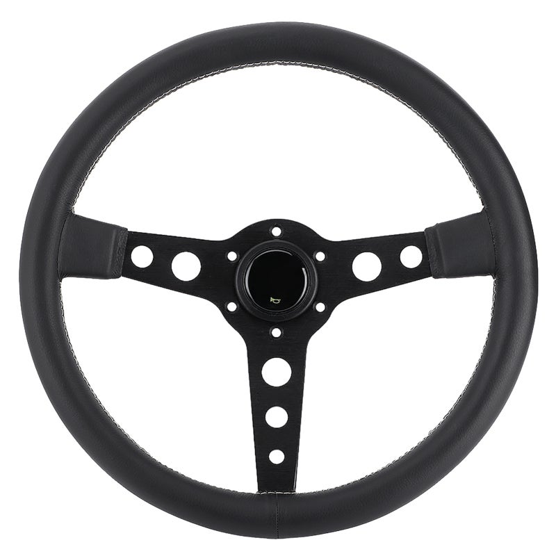 Steering Wheel Replacement 350mm 14in Diameter Leather Racing Steering Wheel - Lightweight Aluminum Spokes for Most Car Models - Image 2