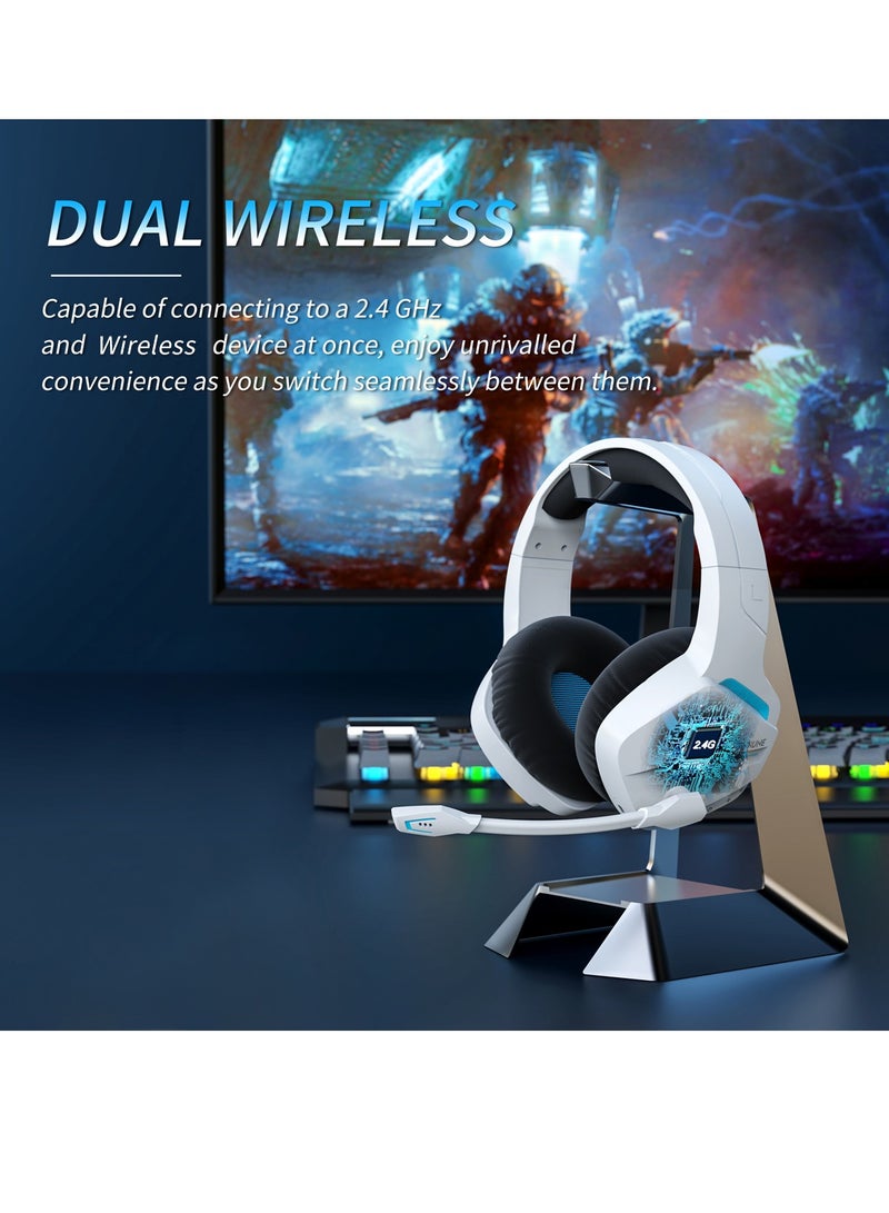 بنيون سماعة ألعاب لاسلكية مع ميكروفون عازل للضوضاء لجهاز الكمبيوتر PS4 PS5، سماعة 2.4G مع ميكروفون لجهاز الكمبيوتر المحمول - Image 2