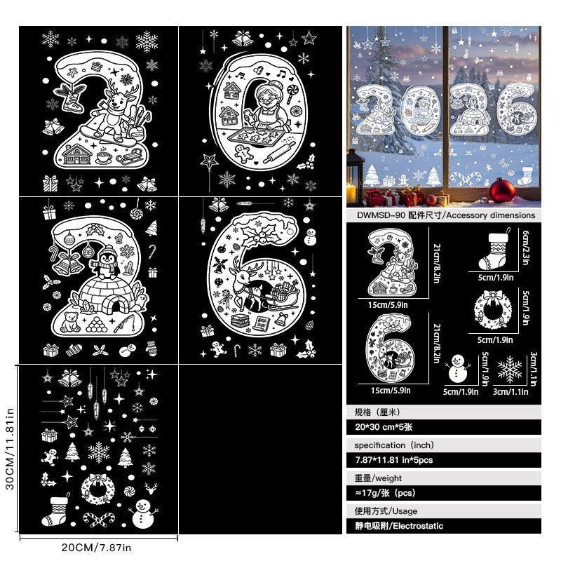 Christmas decoration items - static electricity glass stickers for storefront window scenes stickers