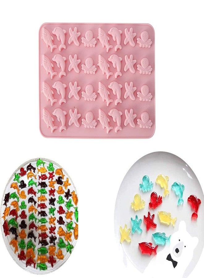 Ipotkitt 2 Pcs Pink Marine Theme Silicone Molds - Sea Animal Molds: Ocean Octopuses, Starfish, Whales & Dolphins for DIY Cake Decoration, Chocolate & Candy Craft Making - Image 3