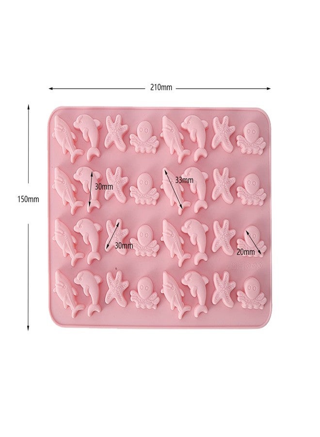 Ipotkitt 2 Pcs Pink Marine Theme Silicone Molds - Sea Animal Molds: Ocean Octopuses, Starfish, Whales & Dolphins for DIY Cake Decoration, Chocolate & Candy Craft Making - Image 2