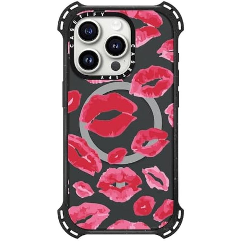 Casetify Bounce iPhone 15 Pro Case 【6X Military Grade Drop Tested / 21.3ft Drop Protection/Compatible with Magsafe】 - Lipstick Kisses - Triple Black - Image 3