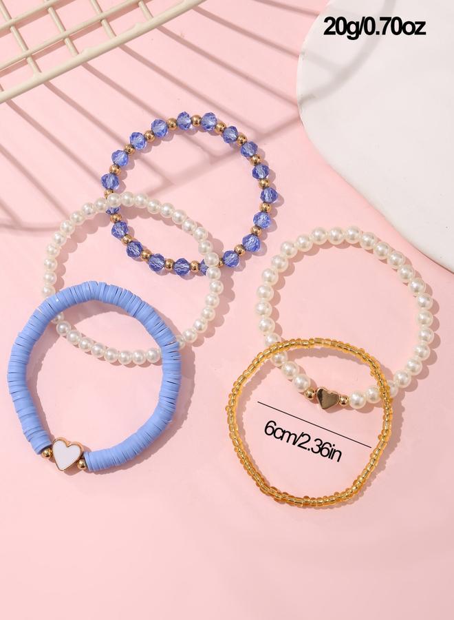Take Two Pack of 5 - Beaded Bracelet with Heart Charm - Image 5