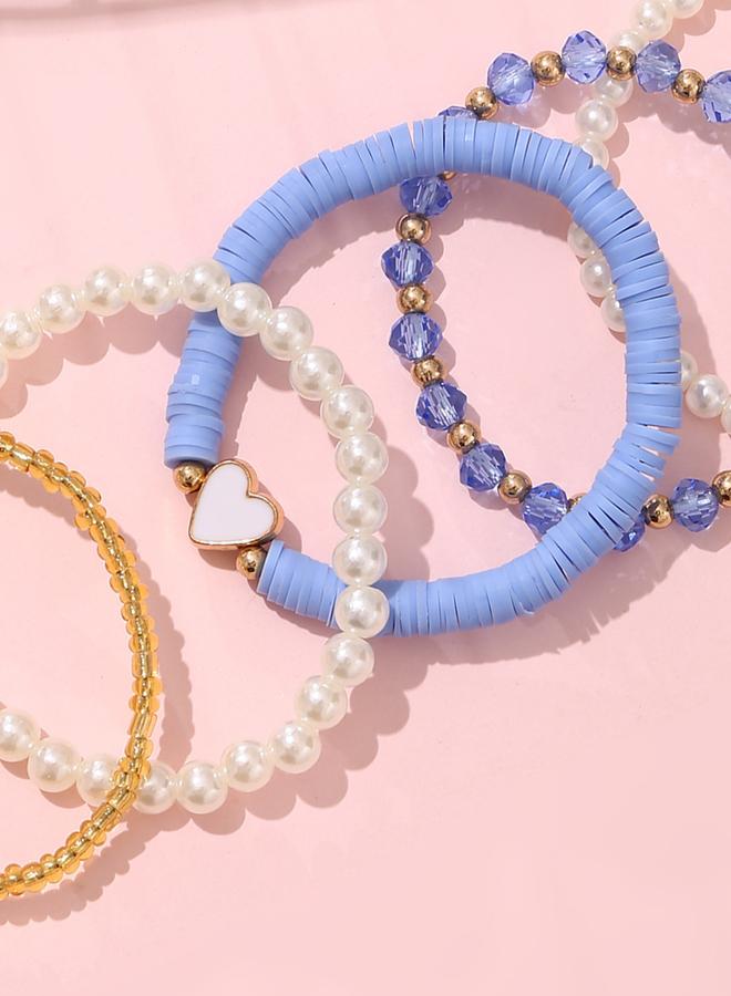 Take Two Pack of 5 - Beaded Bracelet with Heart Charm - Image 4