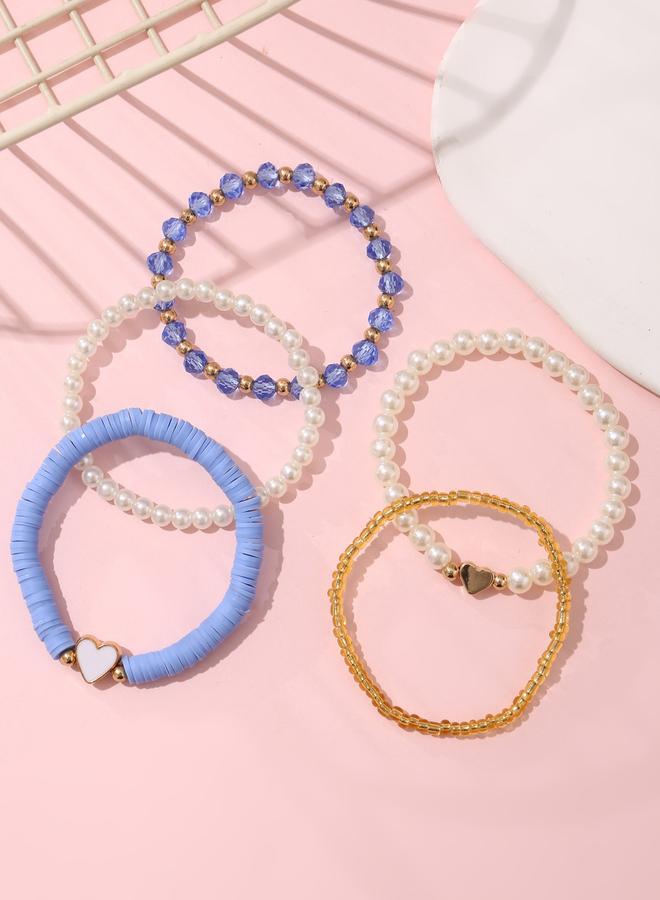 Take Two Pack of 5 - Beaded Bracelet with Heart Charm - Image 2