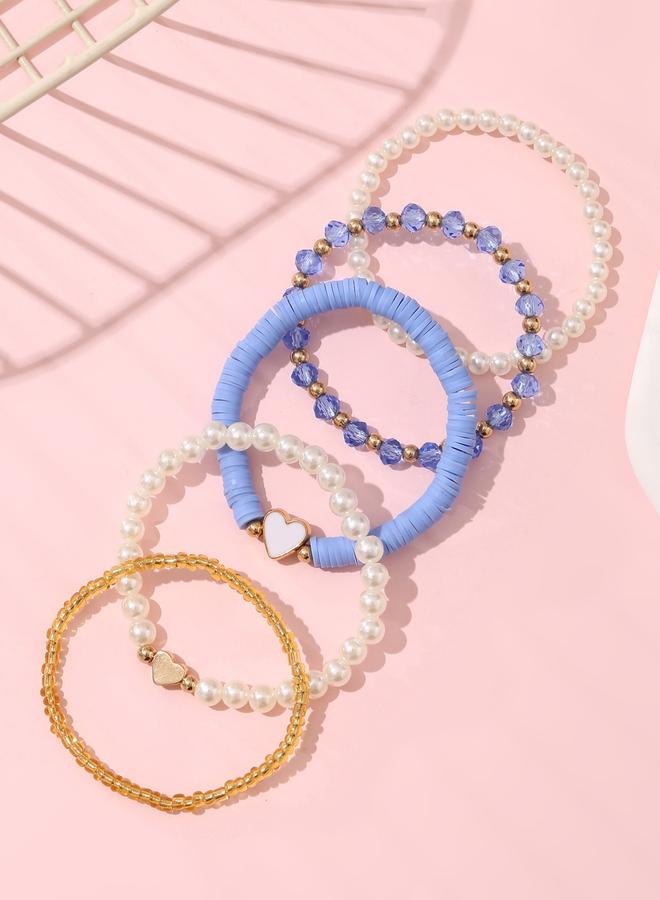 Take Two Pack of 5 - Beaded Bracelet with Heart Charm - Image 3
