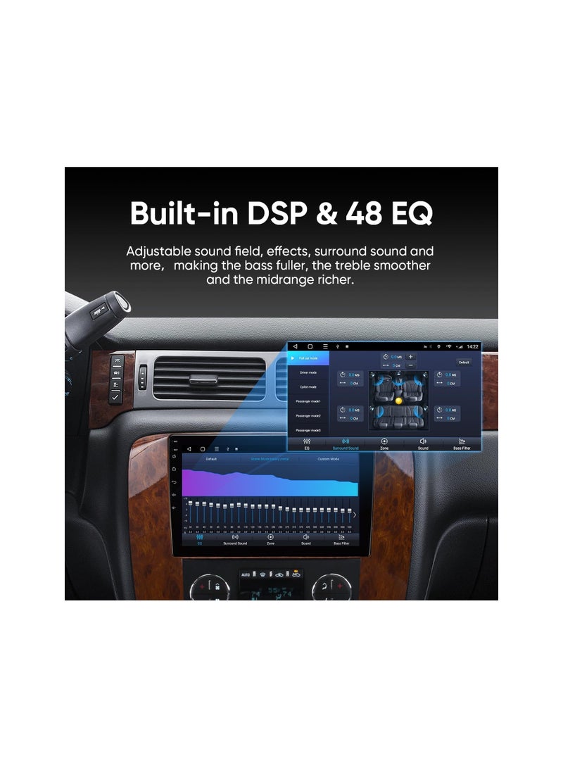 Android Car Stereo for GMC Yukon Tahoe Suburban 2007-2012 Chevrolet Silverado 2010-2013 6GB RAM 128GB ROM 9 Inch Support SIM Card, Apple Carplay, MirrorLink WiFi BT, IPS Touch Screen with AHD Camera